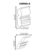 Crown Molding with rope detail 4.5"Wx96"H PW
