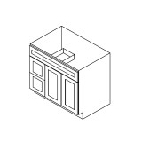 Vanity Sink Base 36"Wx21"Dx34.5"H 2 Left Drawers 2 Doors PW