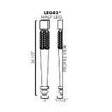 Half leg 3"Wx1-1/2"Dx34-1/2"H  PW