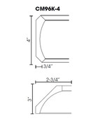 Crown Molding with large cove detail 4"Wx96"H TS