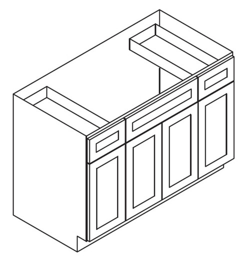 Sink Base - 42"Wx24"Dx34.5"H - 2 Doors 2 Headers AA