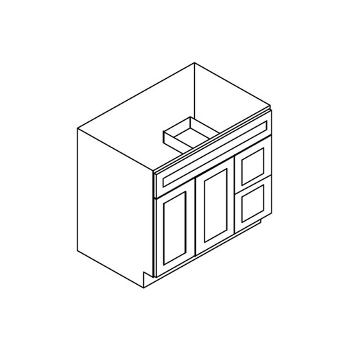 Vanity Sink Base 36Wx21"Dx34.5"H 2 Right Drawers 2 Doors AW