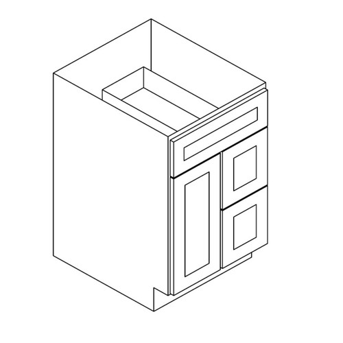 Vanity Sink Base 30"Wx21"Dx34.5"H 2 Right Drawers 1 Door PW