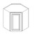 Wall Diagonal Corner Cabinet 24"Wx12"Dx12"H - 1 Door AW