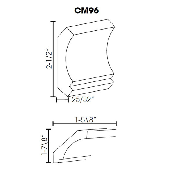 Crown Molding 2.5"Wx96"H AH