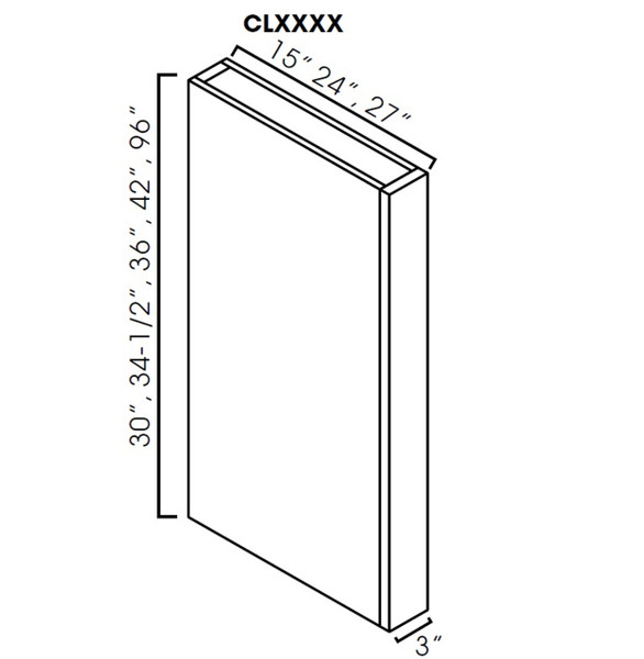 Column Wall. 3"Wx15"Dx36"H PD