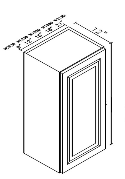 Wall Cabinet 09"Wx12"Dx30"H - 1 Door TS