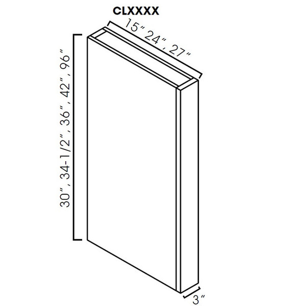 Column tall. 3"Wx27"Dx96"H TW