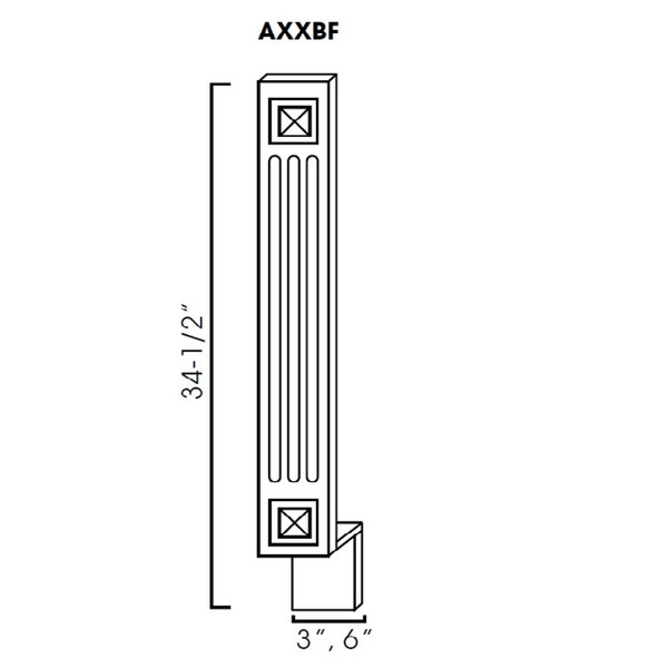 Decorative base Filler. Fluted with beveled square - 3"Wx3/4"Dx34.5"H TW