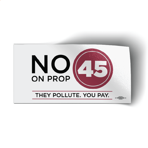 No On Prop 45 (8" x 4" Vinyl Sticker)