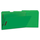 Universal Deluxe Reinforced Top Tab Folders with Two Fasteners, 1/3-Cut Tabs, Legal Size, Green, 50/Box