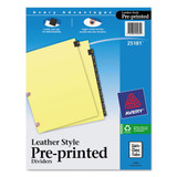 Preprinted Black Leather Tab Dividers w/Copper Reinforced Holes, 12-Tab, Letter
