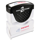 Pre-Inked Shutter Stamp, Red/Blue, FAXED, 1 5/8 x 1/2