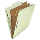Universal Eight-Section Pressboard Classification Folders, 3 Dividers, Letter Size, Gray-Green, 10/Box