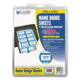 C-Line Laser Printer Name Badges, 3 3/8 x 2 1/3, White/Blue, 200/Box