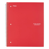 Wirebound Notebook, 1 Subject, Medium/College Rule, Red Cover, 11 x 8.5, 100 Sheets