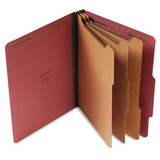 Universal Eight-Section Pressboard Classification Folders, 3 Dividers, Letter Size, Red, 10/Box