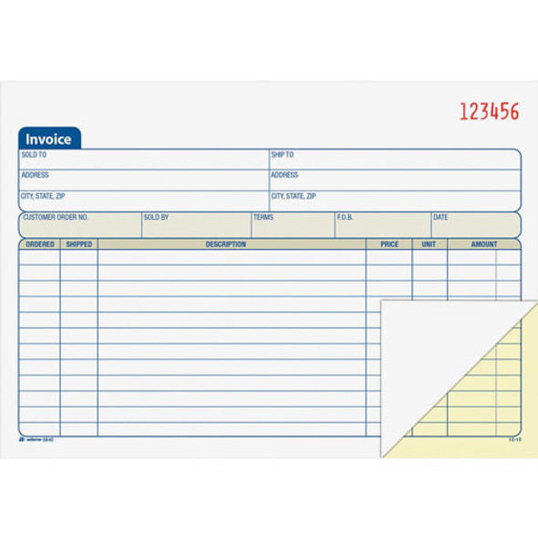 Adam Invoice Book, Two Part Carbonless, 7 15/16"x5 9/16"