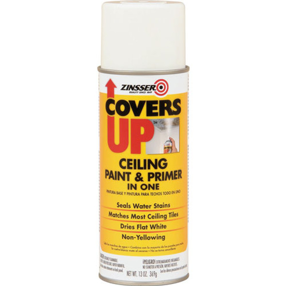 Ceiling Covers Up, Paint/Primer, Vertical Spray, 13 oz., White