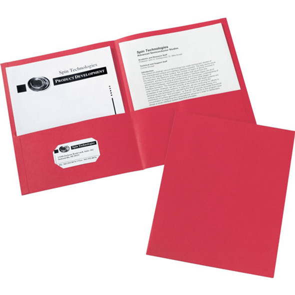 2-Pocket Folder, Letter-size, 20Sh/Pocket, 125/CT, Red