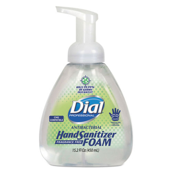 Dial Antibacterial Foaming Hand Sanitizer, 15.2 oz Pump Bottle, 4/Carton