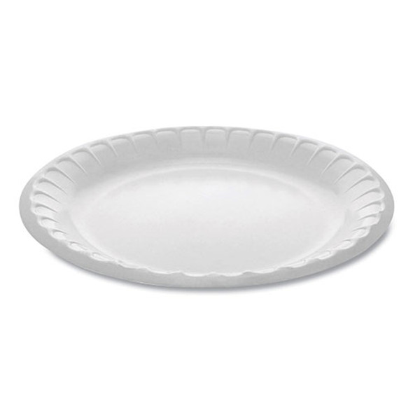 Laminated Foam Dinnerware, Plate, 8.88" Diameter, White, 500/Carton