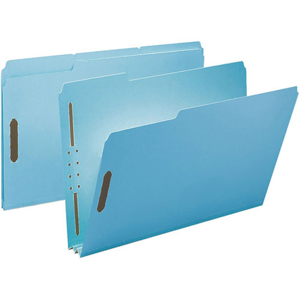 1/3 Tab Cut Legal Recycled Fastener Folder - 9 1/2" x 14 5/8" - 250 Sheet Capacity - 2" Expansion - 2 x 2K Fastener(s) - Folder - Assorted Position Tab Position - Pressboard, Paper, Tyvek - Blue - 25 / Box