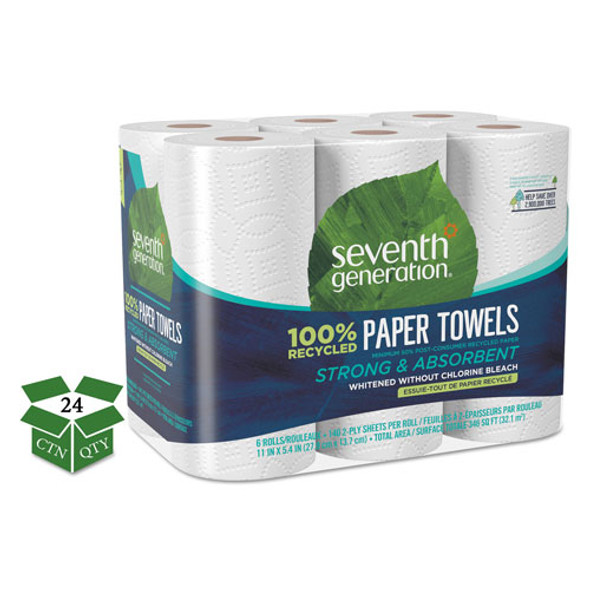 100% Recycled Paper Towel Rolls, 2-Ply, 11 x 5.4 Sheets, 140 Sheets per Roll, 24 Rolls per Case, 3,360 Sheets Total