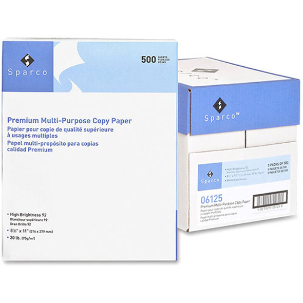 White Copy Paper, 8 1/2 x 11 (Letter), 92 Bright, 20 lb, 500 Sheets Per Ream, Case of 5 Reams