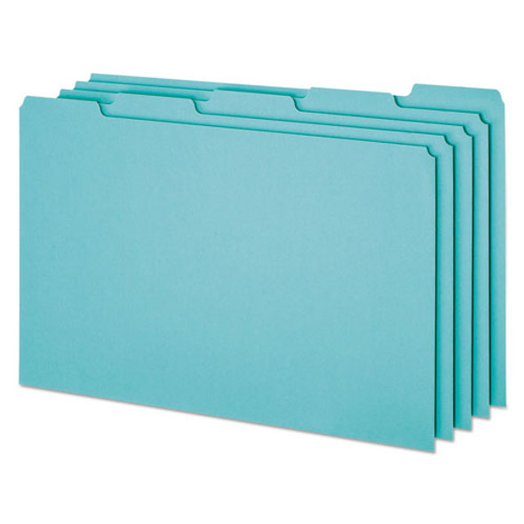 Blank Top Tab File Guides, 1/5-Cut Top Tab, Blank, 8.5 x 14, Blue, 50/Box