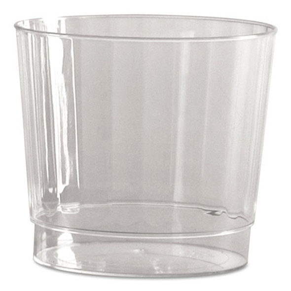 Classic Crystal Plastic Tumblers, 9 oz., Clear, Fluted, Rocks Squat, 12/Pack
