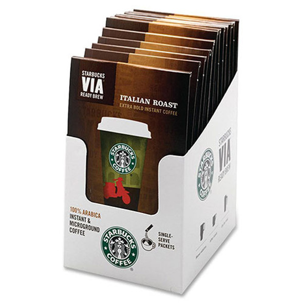 VIA Ready Brew Coffee, 3/25oz, Italian Roast, 8/Box