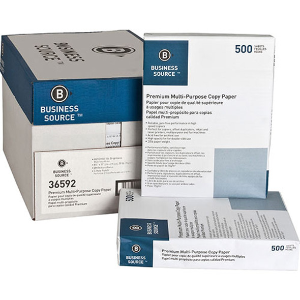 White Multipurpose Paper, 8 1/2 x 11 (Letter), 92 Bright, 20 lb, 500 Sheets Per Ream, Case of 10 Reams