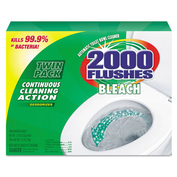 2000 Flushes Plus Bleach, 1.25oz, Box, 2/Pack, 6 Packs/Carton