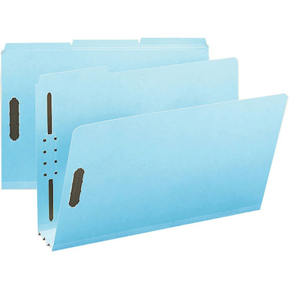 1/3 Tab Cut Legal Recycled Fastener Folder - 9 1/2" x 14 5/8" - 350 Sheet Capacity - 3" Expansion - 2 x 2K Fastener(s) - Folder - Assorted Position Tab Position - Pressboard, Paper, Tyvek - Blue - 25 / Box