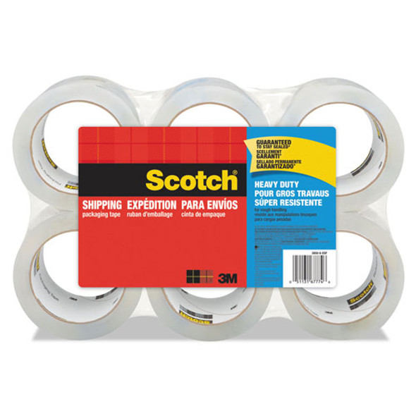 3850 Heavy-Duty Packaging Tape, 3" Core, 1.88" x 54.6 yds, Clear, 6/Pack