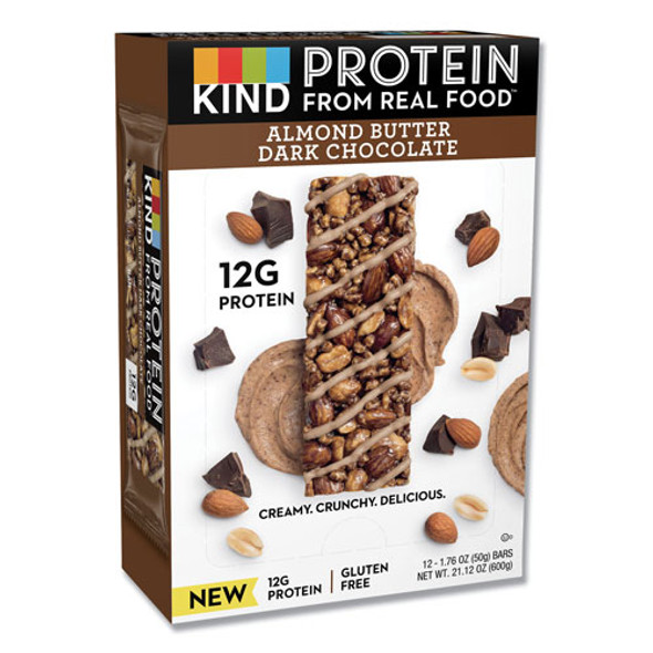Protein Bars, Almond Butter Dark Chocolate, 1.76 oz, 12/Pack