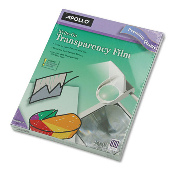 Write-On Transparency Film, Letter, Clear, 100/Box