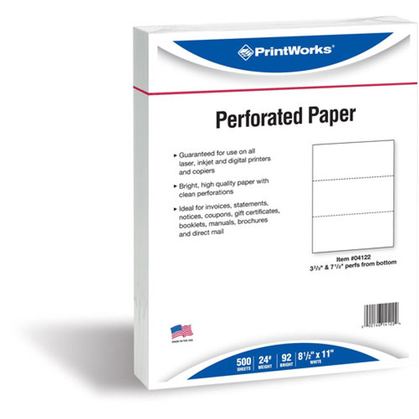 Perforated Office Paper, 8 1/2"x11", White