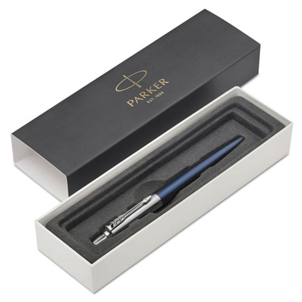 Jotter Retractable Ballpoint Pen Gift Box, 1mm, Blue Ink, Royal Blue/Chrome Barrel