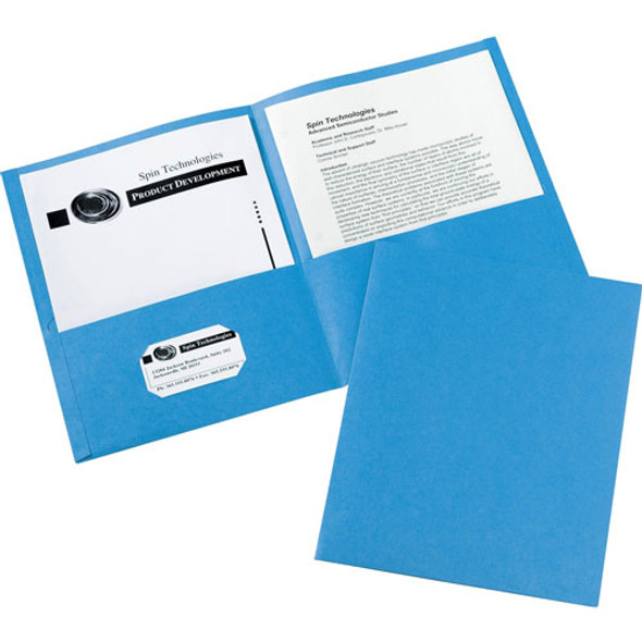 2-Pocket Folder, Letter-size, 20Sh/Pocket, 125/CT, Light Blue