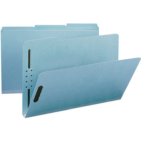 1/3 Tab Cut Legal Recycled Fastener Folder - 9 1/2" x 14 5/8" - 125 Sheet Capacity - 1" Expansion - 2 x 2K Fastener(s) - Folder - Assorted Position Tab Position - Pressboard, Paper, Tyvek - Blue - 25 / Box