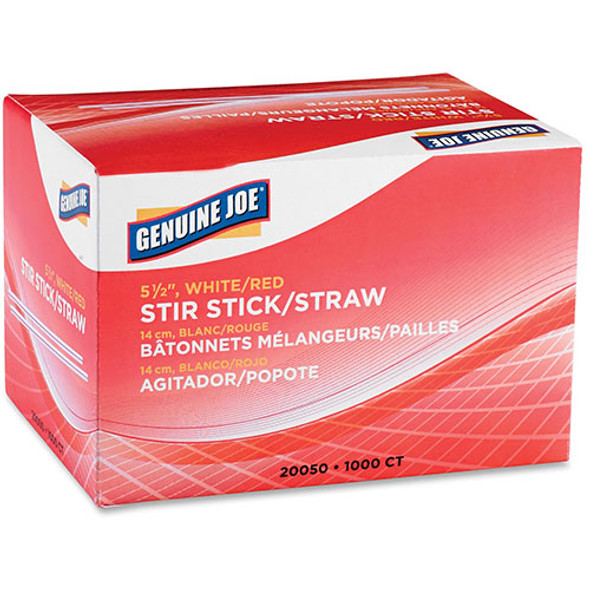 Stir Sticks, Plastic, For Hot/Cold, 1000/BX, White and Red