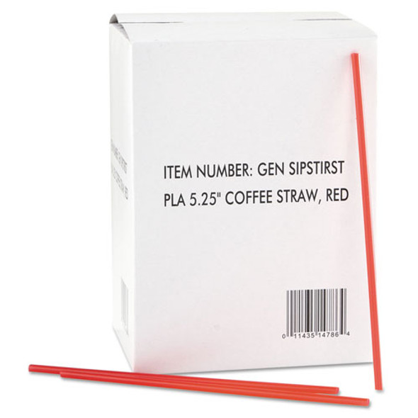 Coffee Stirrers, Red/White, Plastic, 5 1/4", 1000/Box, 10 Boxes/Carton