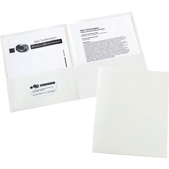 2-Pocket Folder, Letter-size, 20Sh/Pocket, 125/CT, White