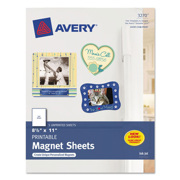 Printable Magnet Sheets, 8.5 x 11, White, 5/Pack
