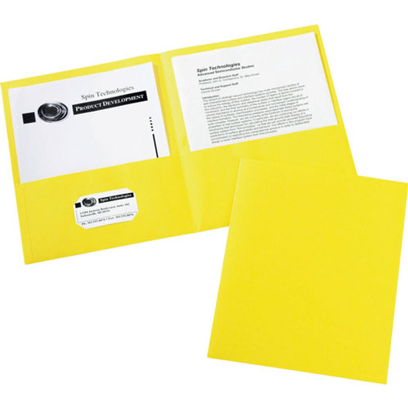 2-Pocket Folder, Letter-size, 20Sh/Pocket, 125/CT, Yellow