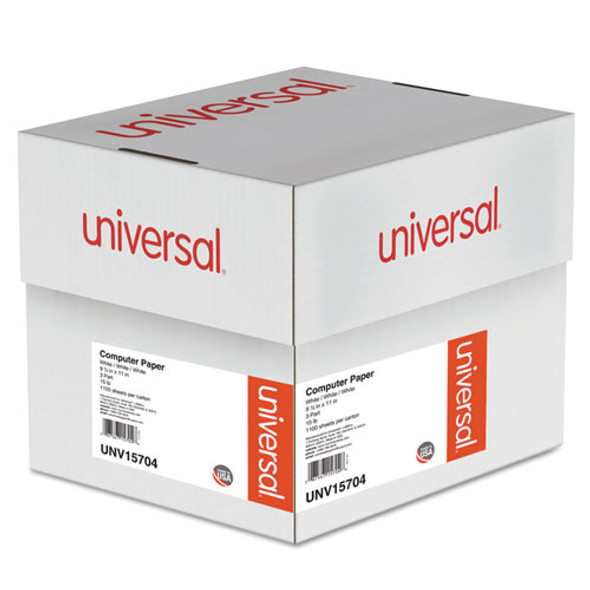 Universal Printout Paper, 3-Part, 15lb, 9.5 x 11, White, 1, 100/Carton