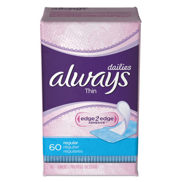 Daily Panty Liners, Thin Regular, Unscented, 60 Per Box