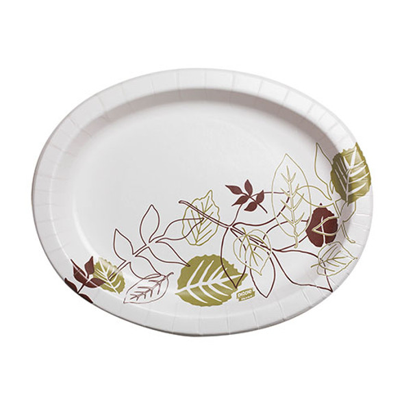 Pathways Heavyweight Oval Platters, 8 1/2 x 11, Green/Burgundy, 500/Carton